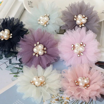 10 ΤΕΜ/Παρτίδα 6,5cm Pearl Center Χειροποίητο DIY Υφασμάτινα Λουλούδια Αξεσουάρ Μαλλιών Φόρεμα Παπούτσια Καπέλα Διακόσμηση