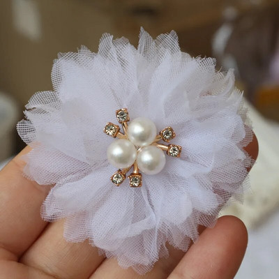 10 TK/partii 6,5 cm Pärlikeskus Käsitsi valmistatud DIY Kangas Lilled Juukseaksessuaarid Kleit Kingad Mütsid Kaunistus