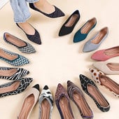 2023 νέα γυναικεία φλατ παπούτσια μεγάλα 42 / 43 επάνω αναπνεύσιμη πλεκτή σόλα αντιολισθητική λαστιχένια υλικά μυτερά παπούτσια άνοιξη / καλοκαίρι /