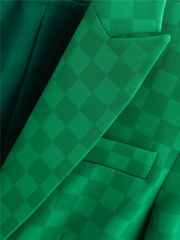 Jesen 2023. Nova jakna s džepnim blejzerom s jednim gumbom, ležerne široke hlače, dvodijelni karirani elegantni ženski kompleti hlača Uredsko odijelo