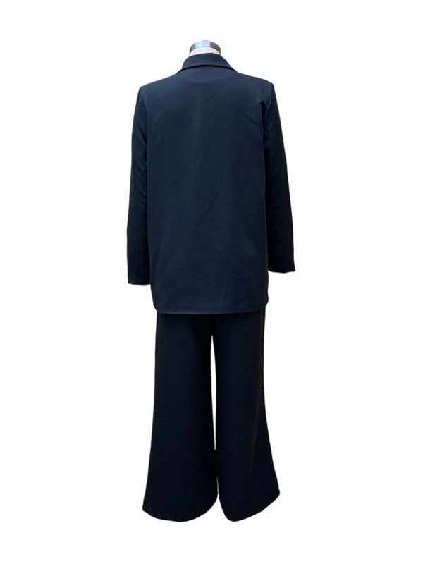 Dvodijelno odijelo Uredski set Ženski jesen zima ravne hlače s džepovima Jednoredno kopčanje korejski kaput široki ležerni jednobojni sako Mujer