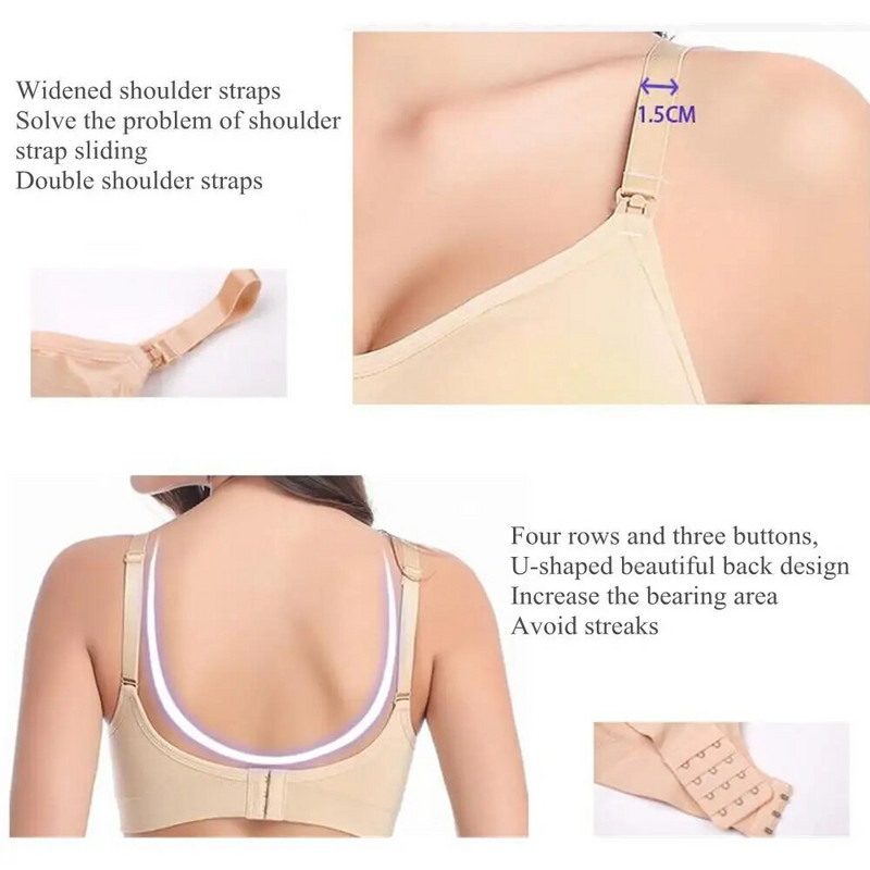 Grudnjaci za trudnice Bežični grudnjak za dojenje Komplet gaćica Odjeća za trudnice sprječava opuštanje Ženski prozračni grudnjak Lactancia za dojenje