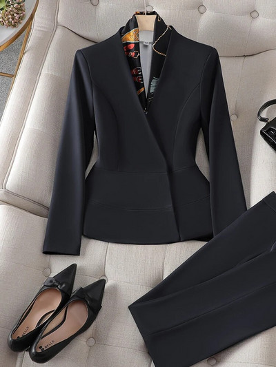 Yitimuceng Modni svečani odijela s hlačama Ženska jesen zima 2023 Novi uredski ženski uski sako i hlače dugih rukava 2 komada