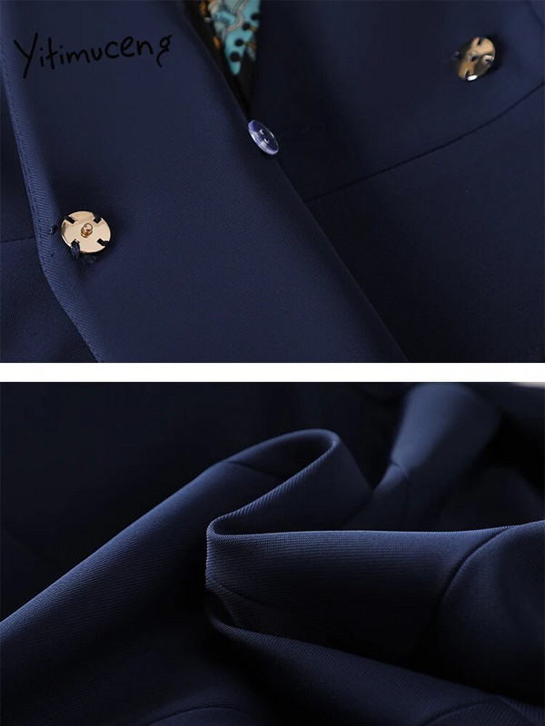 Yitimuceng Modni svečani odijela s hlačama Ženska jesen zima 2023 Novi uredski ženski uski sako i hlače dugih rukava 2 komada