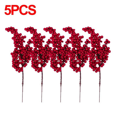 1/10 vnt Dirbtinės raudonos uogos šakelės Kalėdų putos Holly Berry stiebai "pasidaryk pats" girlianda Kalėdų eglutės dekoras Naujųjų metų vakarėlio dekoracijos