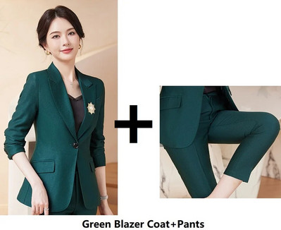 Υψηλής ποιότητας υφασμάτινο επίσημο γυναικείο επαγγελματικό κοστούμι Παντελόνι Blazers Feminino με παντελόνι και μπουφάν Παλτό Επαγγελματικά σετ παντελονιών