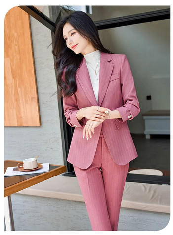 Υψηλής ποιότητας υφασμάτινο Φθινοπωρινό, Χειμερινό Επίσημο Επαγγελματικό Επαγγελματικό Κοστούμι Blazers Feminino για γυναίκες με παντελόνια και μπουφάν Σετ παλτό
