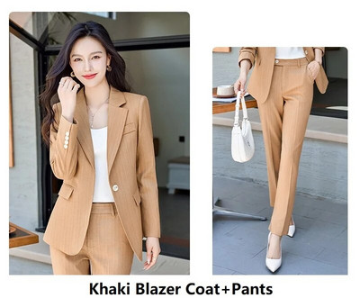 Visokokvalitetna tkanina Jesen Zima Svečana profesionalna poslovna odijela Feminino sakoi za žene s hlačama i jaknama Kompleti kaputa