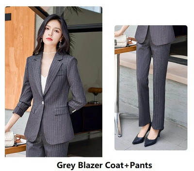 Visokokvalitetna tkanina Jesen Zima Svečana profesionalna poslovna odijela Feminino sakoi za žene s hlačama i jaknama Kompleti kaputa