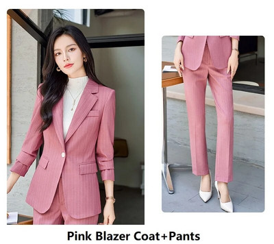 Visokokvalitetna tkanina Jesen Zima Svečana profesionalna poslovna odijela Feminino sakoi za žene s hlačama i jaknama Kompleti kaputa