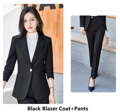 Visokokvalitetna tkanina Jesen Zima Svečana profesionalna poslovna odijela Feminino sakoi za žene s hlačama i jaknama Kompleti kaputa