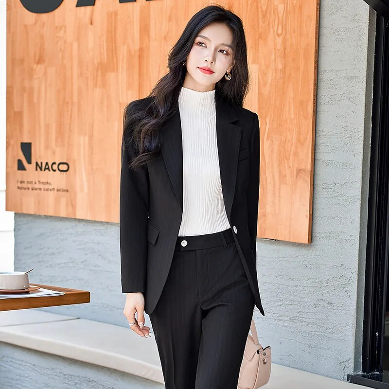 Visokokvalitetna tkanina Jesen Zima Svečana profesionalna poslovna odijela Feminino sakoi za žene s hlačama i jaknama Kompleti kaputa