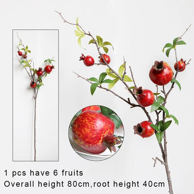 Raudona rudens granato dirbtinė šakelė su lapais uogų netikrų vaisių Flores namams Kalėdų vazos dekoravimas lauko sode