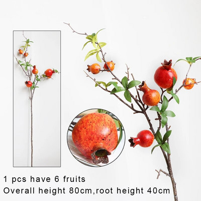 Raudona rudens granato dirbtinė šakelė su lapais uogų netikrų vaisių Flores namams Kalėdų vazos dekoravimas lauko sode