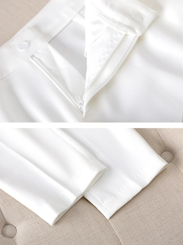 Mėlynai baltas elegantiškas moteriškas kelnių kostiumas moterims, plonas raukinis striukė ir kelnės, moteriškos darbo aprangos formalus 2 dalių rinkinys rudeniui