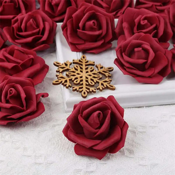 50/100 τεμ. 7 εκ. Τεχνητό λουλούδι από τριαντάφυλλο Κεφάλια με αληθινή εμφάνιση PE Foam Fake τριαντάφυλλα για DIY διακόσμηση πάρτι γενεθλίων γάμου Ψεύτικο λουλούδι