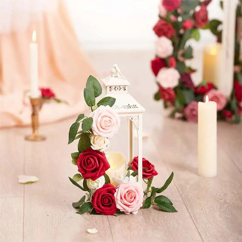 50/100 бр. 7 см изкуствени розови цветни глави Реално изглеждащи фалшиви рози от полиетиленова пяна за Направи си сам сватба, рожден ден Декорация на фалшиво цвете