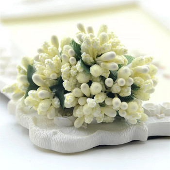 24 τμχ/2 πακέτα mini Bud Gold Stamens Family Garden Χειροποίητη τεχνητή ανθοδέσμη Διακόσμηση γάμου DIY Pearl Craft Fake Flowers