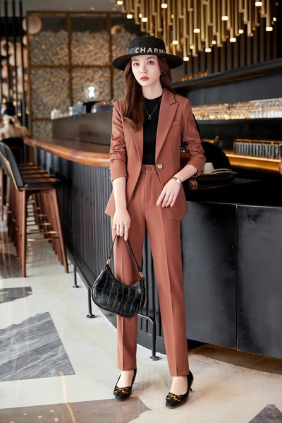 NAVIU modna ženska odijela 2023. Novi jesenski temperament Ležerni poslovni sako dugih rukava i kompleti hlača Uredska ženska radna odjeća