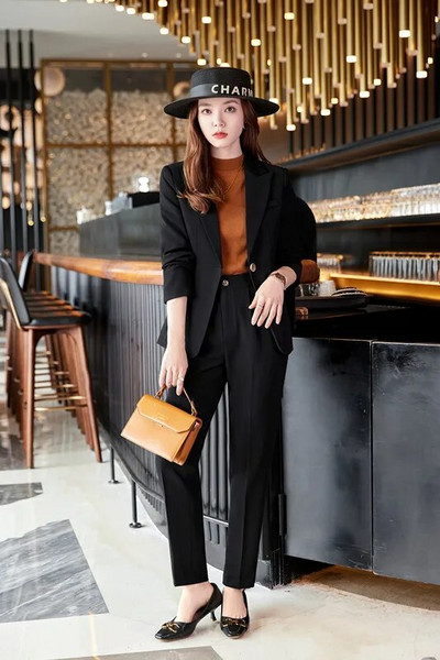 NAVIU modna ženska odijela 2023. Novi jesenski temperament Ležerni poslovni sako dugih rukava i kompleti hlača Uredska ženska radna odjeća