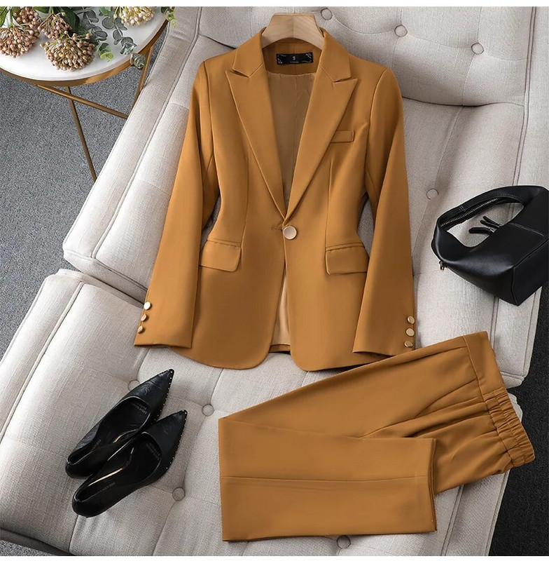NAVIU modna ženska odijela 2023. Novi jesenski temperament Ležerni poslovni sako dugih rukava i kompleti hlača Uredska ženska radna odjeća