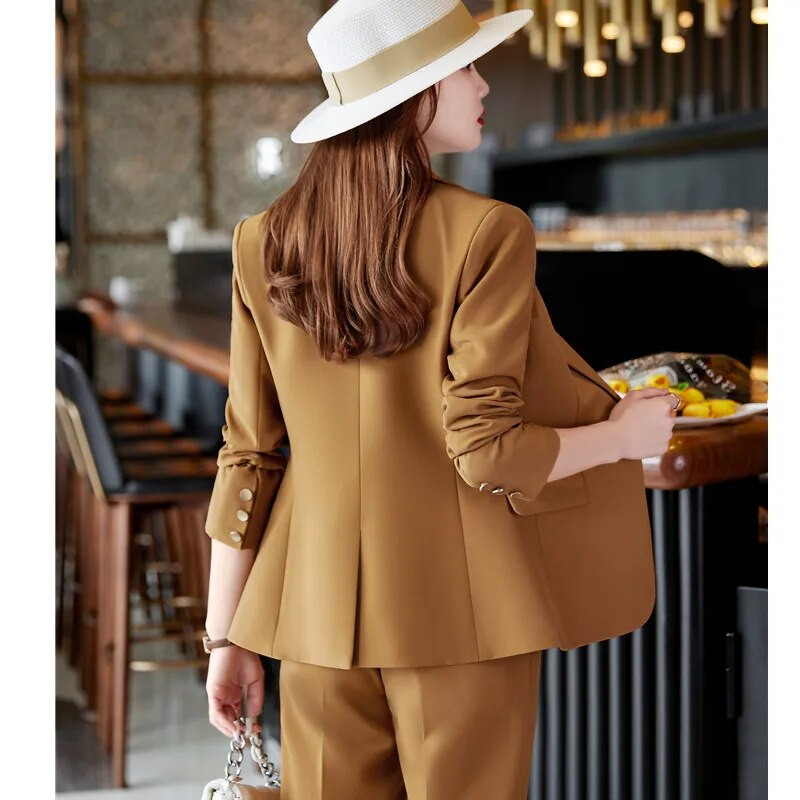 NAVIU modna ženska odijela 2023. Novi jesenski temperament Ležerni poslovni sako dugih rukava i kompleti hlača Uredska ženska radna odjeća