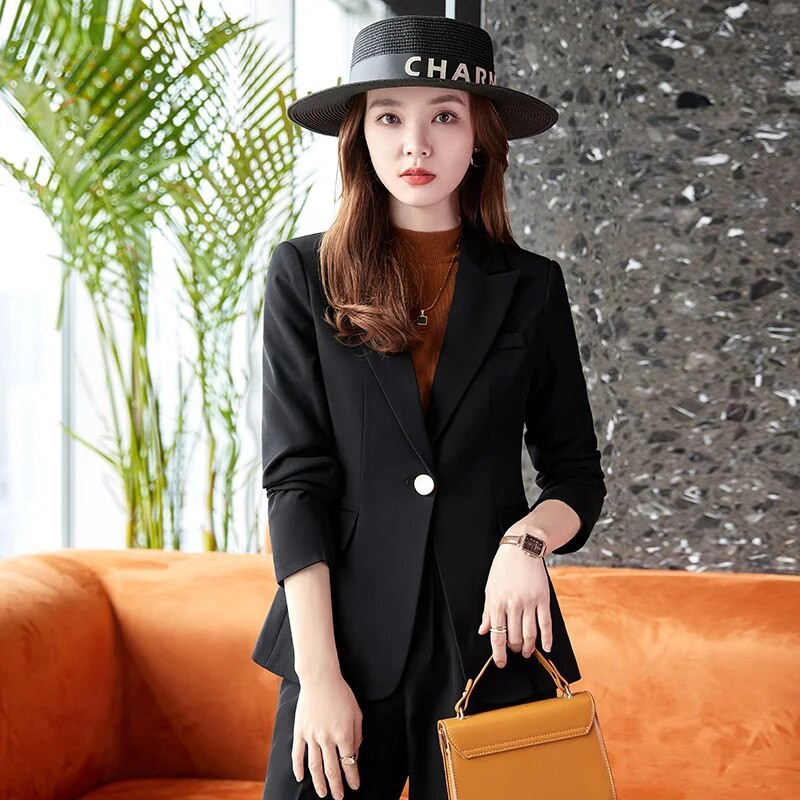 NAVIU modna ženska odijela 2023. Novi jesenski temperament Ležerni poslovni sako dugih rukava i kompleti hlača Uredska ženska radna odjeća