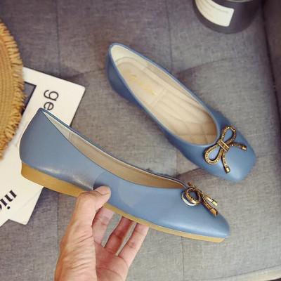 Pavasario moteriškos minkštos odinės balerinos plokščiapadžiai patogūs žalios spalvos rožinės smėlio spalvos baleto plokščiapadžiai kvadratiniai korėjietiški 43 dydžio batai