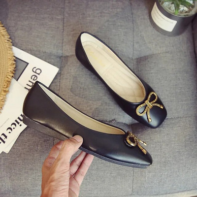 Pavasario moteriškos minkštos odinės balerinos plokščiapadžiai patogūs žalios spalvos rožinės smėlio spalvos baleto plokščiapadžiai kvadratiniai korėjietiški 43 dydžio batai