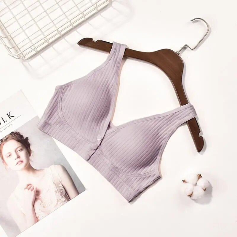 Dámska spodná bielizeň pre mamičky, tenká časť s prednou prackou, veľká podprsenka z čistej bavlny, priedušná športová podprsenka