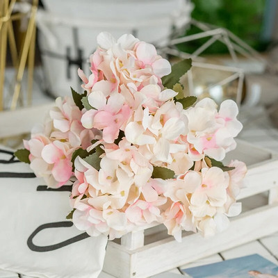 6 κεφάλια/μπουκέτο ορτανσία τεχνητά λουλούδια από μετάξι Νυφικό μπουκέτο χεριών ψεύτικα λουλούδια για διακόσμηση σπιτιού γάμου τεχνητά άνθη