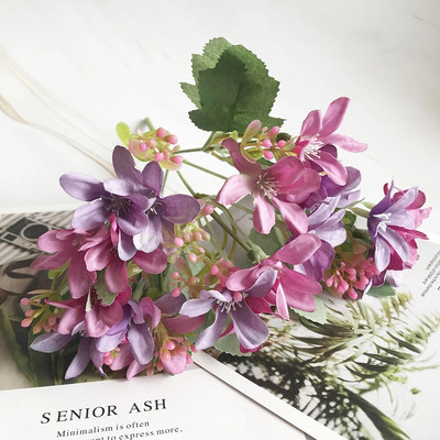 6 κεφάλια/μπουκέτο ορτανσία τεχνητά λουλούδια από μετάξι Νυφικό μπουκέτο χεριών ψεύτικα λουλούδια για διακόσμηση σπιτιού γάμου τεχνητά άνθη