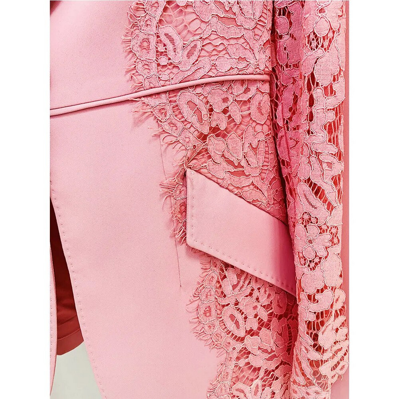 Visokokvalitetni, elegantni blejzer s jednim gumbom, široke hlače od čipke visoke kvalitete, poslovno odijelo, set od 2 komada