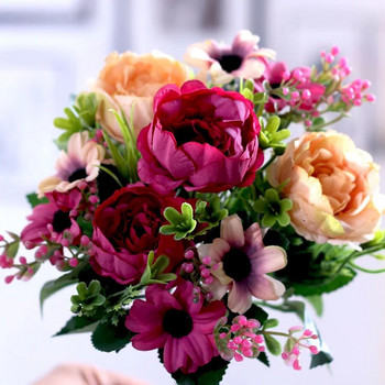 30cm Υψηλής ποιότητας Παιώνια Λουλούδια Μεταξωτό Τεχνητό Μπουκέτο Babybreaths Αξεσουάρ DIY Μικρά ψεύτικα λουλούδια μαργαρίτα Διακόσμηση σπιτιού γάμου