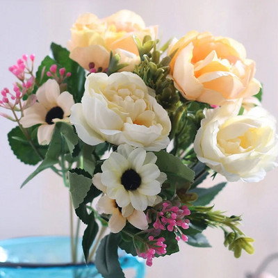 30 cm kõrge kvaliteediga pojeng lilled siidist kunstlik kimp Babybreaths tarvikud isetegemine väikesed võltsitud karikakrad lilled pulmade kodukaunistus