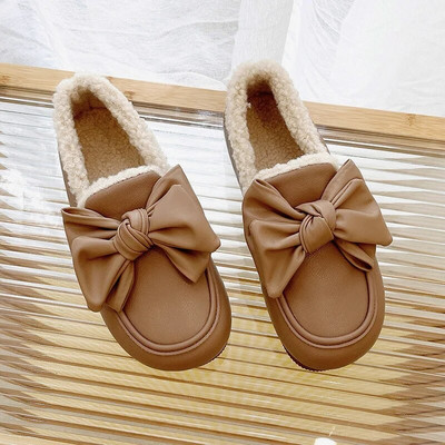 EOEODOIT lielizmēra sieviešu ziemas plīša apavi plakaniem papēžiem, uzvelkamām ādas ķepām, siltiem biezas kokvilnas ikdienas apaviem