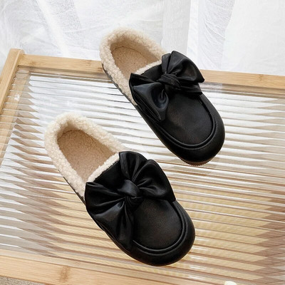 EOEODOIT lielizmēra sieviešu ziemas plīša apavi plakaniem papēžiem, uzvelkamām ādas ķepām, siltiem biezas kokvilnas ikdienas apaviem