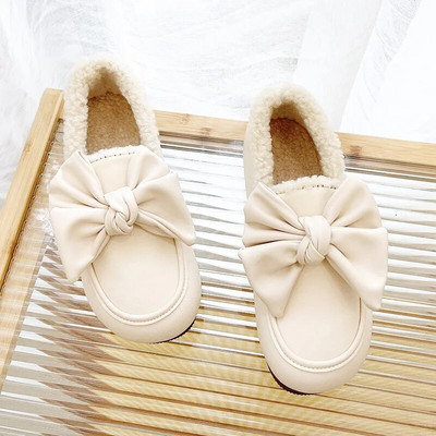 EOEODOIT lielizmēra sieviešu ziemas plīša apavi plakaniem papēžiem, uzvelkamām ādas ķepām, siltiem biezas kokvilnas ikdienas apaviem