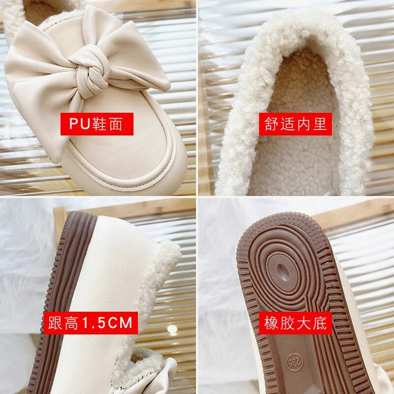 EOEODOIT lielizmēra sieviešu ziemas plīša apavi plakaniem papēžiem, uzvelkamām ādas ķepām, siltiem biezas kokvilnas ikdienas apaviem