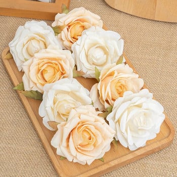 10 τμχ Λευκό μεταξωτό Τεχνητό λουλούδι τριαντάφυλλο Heads Scrapbooking για τούρτα γενεθλίων γάμου στο σπίτι Διακόσμηση ψεύτικο λουλούδι υψηλής ποιότητας