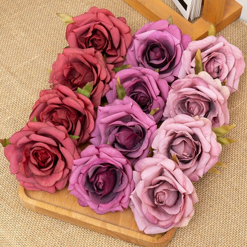 10 komada bijelog svilenog umjetnog cvijeća ruže, glave spomenara za kućno vjenčanje, rođendansku dekoraciju torte, lažni cvijet visoke kvalitete