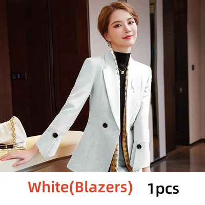 Naiste 2-osaline kontorikomplekt Naiste elegantsed vabaaja ärijoped + laia lõhestatud püksid Naiste riided pidulikud bleiseriga pükskostüümid