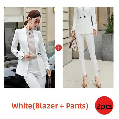Naiste 2-osaline kontorikomplekt Naiste elegantsed vabaaja ärijoped + laia lõhestatud püksid Naiste riided pidulikud bleiseriga pükskostüümid