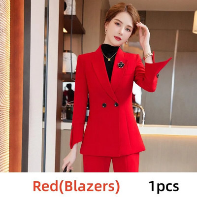 Naiste 2-osaline kontorikomplekt Naiste elegantsed vabaaja ärijoped + laia lõhestatud püksid Naiste riided pidulikud bleiseriga pükskostüümid