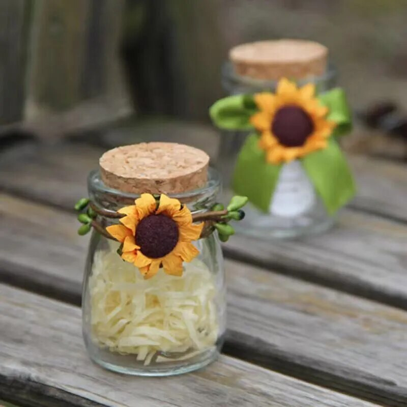 100kom/komplet Umjetni papirnati cvijet od suncokreta 3,5 cm Osušeno cvijeće za vjenčanje Svečana zabava Pakiranje za spomenare DIY dekoracija