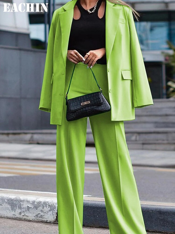 EACHIN Jesenné a zimné nové dámske sako a ochranné nohavice, dvojdielne súpravy, OL jednoradové sako, formálny oblek, rovné nohavice