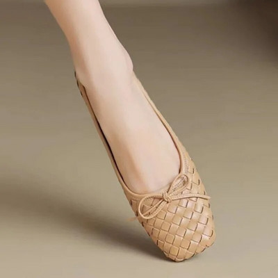 Loafers Butas Moterų austi sandalai Dizaineris Vasaros seklių lanko baleto šokių batai 2023 m. Nauji laisvalaikio sportinė suknelė vaikščiojimo batai