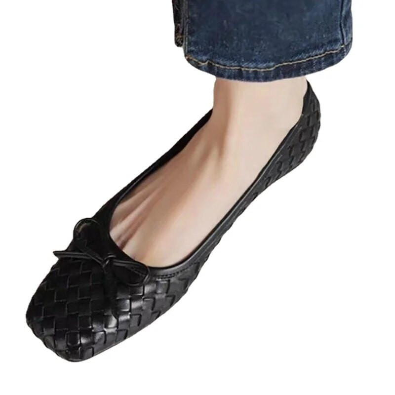 Loafers Butas Moterų austi sandalai Dizaineris Vasaros seklių lanko baleto šokių batai 2023 m. Nauji laisvalaikio sportinė suknelė vaikščiojimo batai