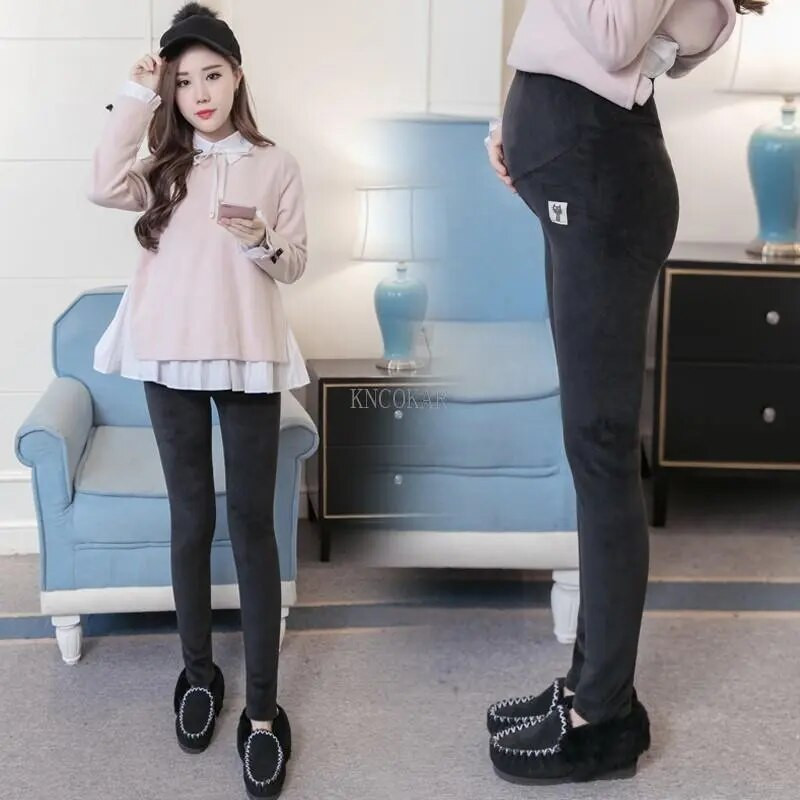 Zimske tajice za trudnice dvostrane baršunaste tajice koje čuvaju toplinu Hlače za trudnice debele trbušnjake od flisa