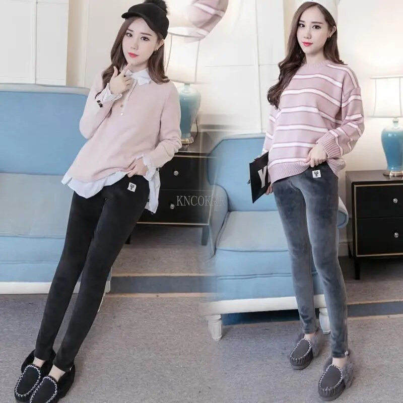 Zimske tajice za trudnice dvostrane baršunaste tajice koje čuvaju toplinu Hlače za trudnice debele trbušnjake od flisa